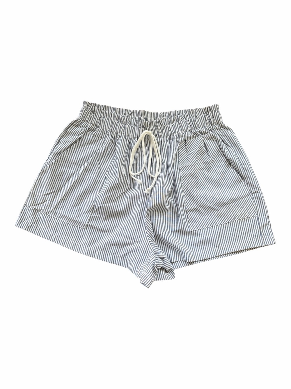 NWOT • Striped Drawstring Patch Pocket Shorts